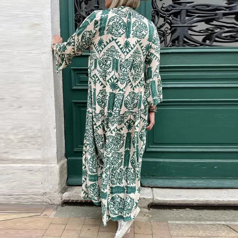 Alice Ruiz™ Boho ruha nyakkivágással és nyomtatással