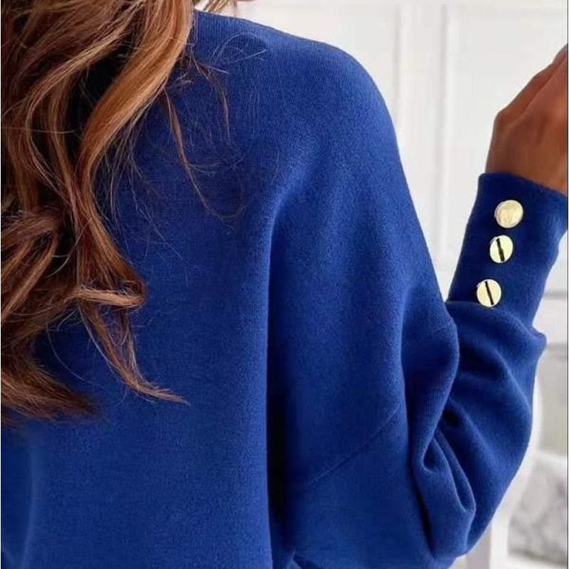 Chloé Rey™ V-nyakú pulóver arany gombokkal