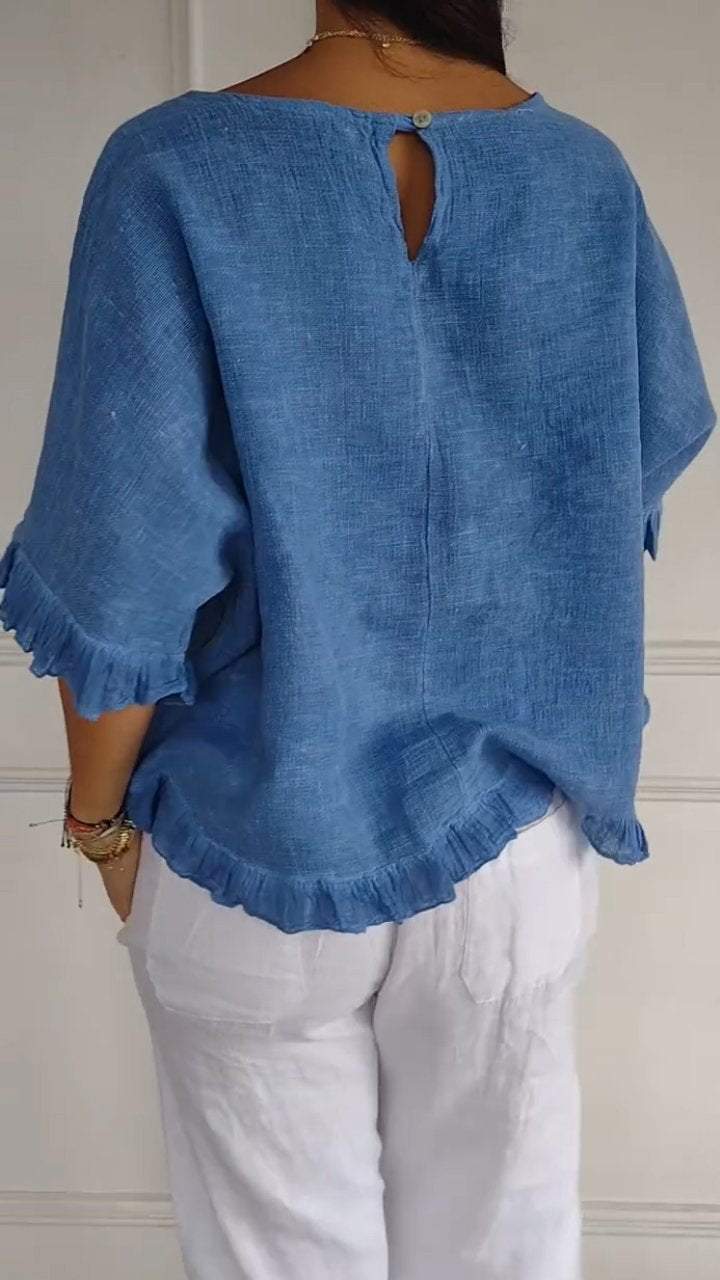 Evangeline™️ Póló kerek nyakkal és midi ujjakkal
