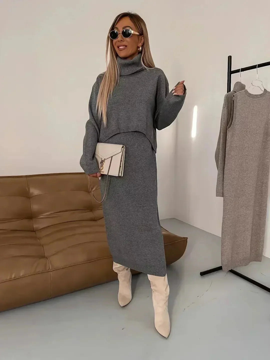 Flavia Lauletta™ Elegáns pulóver és ruha szett