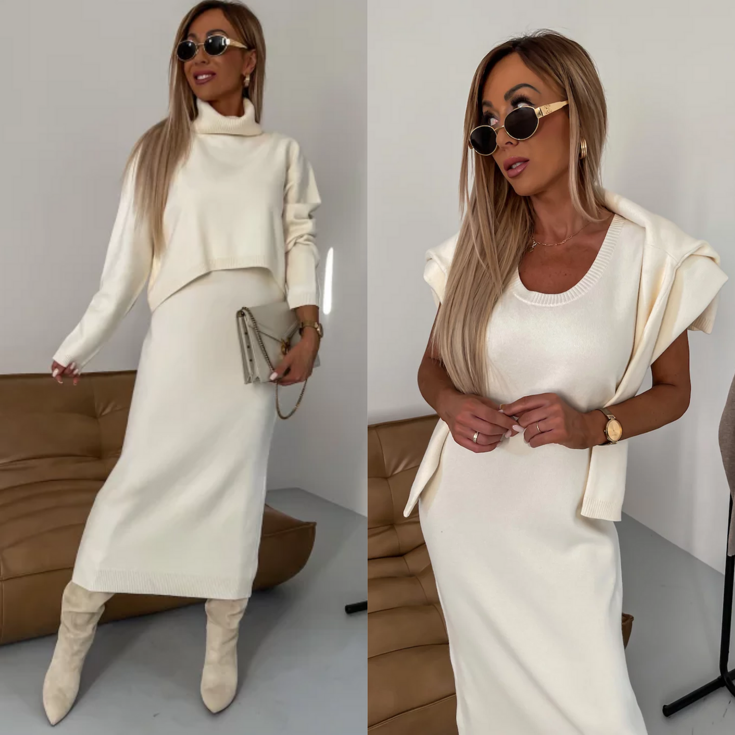 Flavia Lauletta™ Elegáns pulóver és ruha szett