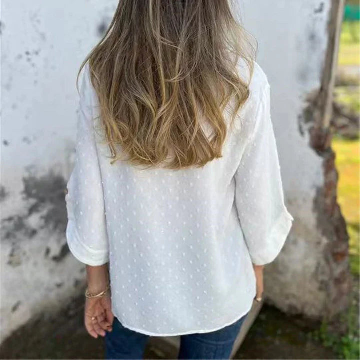 Gaia™ Női alkalmi jacquard felső kerek nyakkivágással