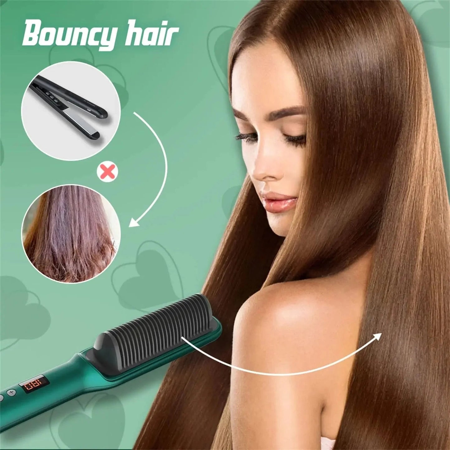 GlamComb™ Ionikus fésű a haj kiegyenesítéséhez