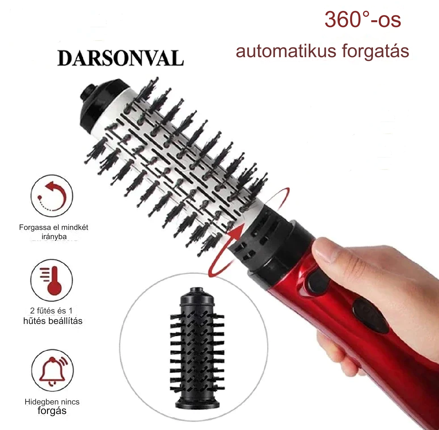 Hair Glam™️ 3 az 1-ben forgó kefe, hajformázó és hajszárító