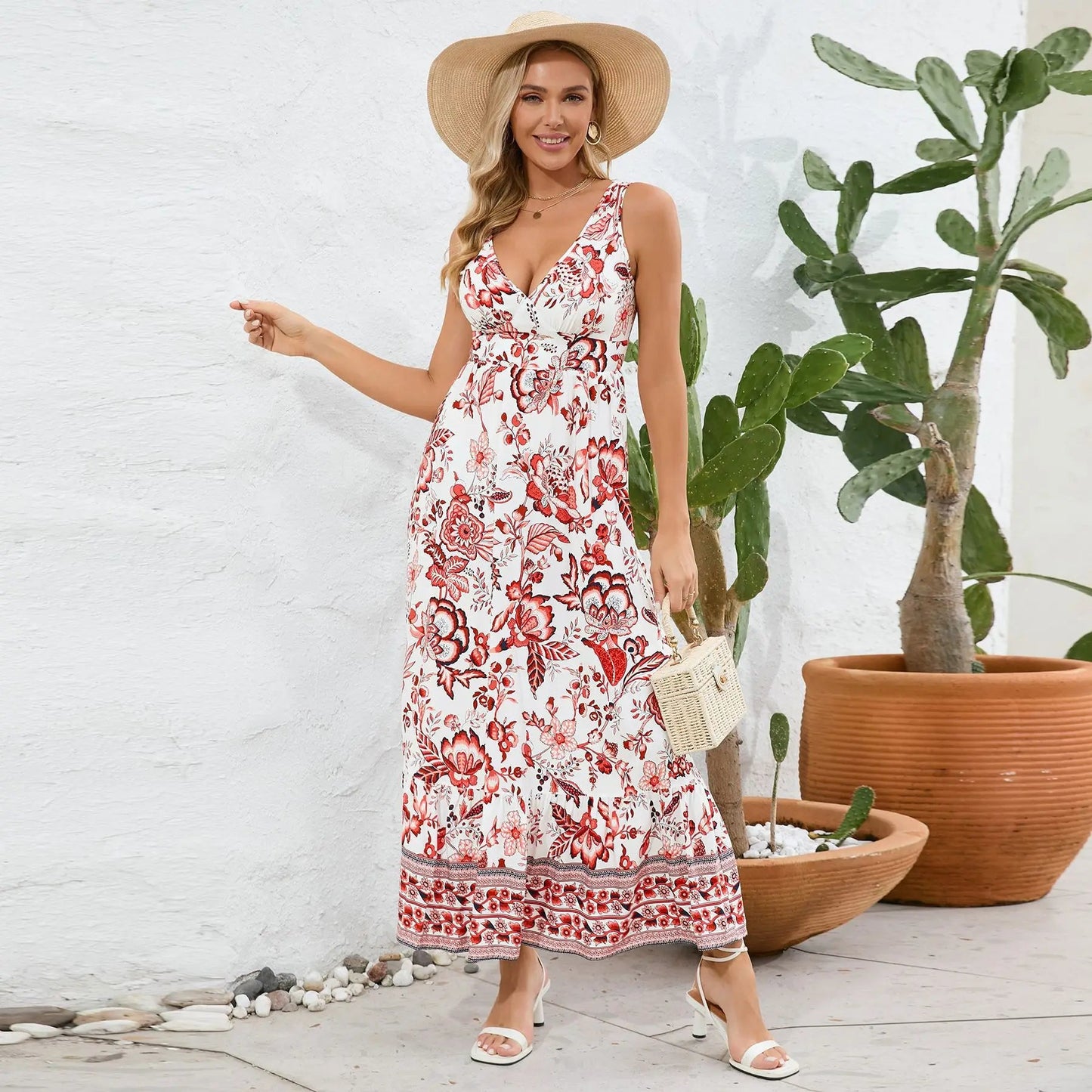 Myla™ Vintage virágos nyomtatott nyári Maxi ruha