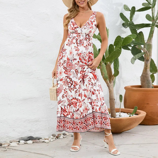 Myla™ Vintage virágos nyomtatott nyári Maxi ruha