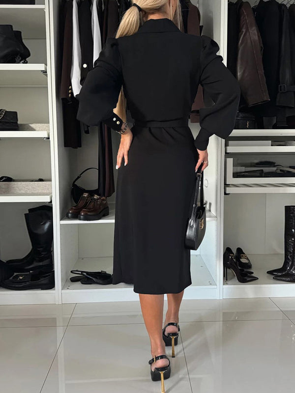 Nina Carlisi™️ Elegáns V-nyakú blézer ruha