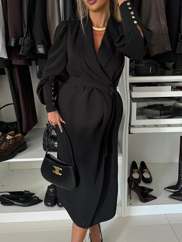 Nina Carlisi™️ Elegáns V-nyakú blézer ruha