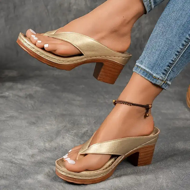 Olivia Vuono™ Női flip flop vastag sarokkal