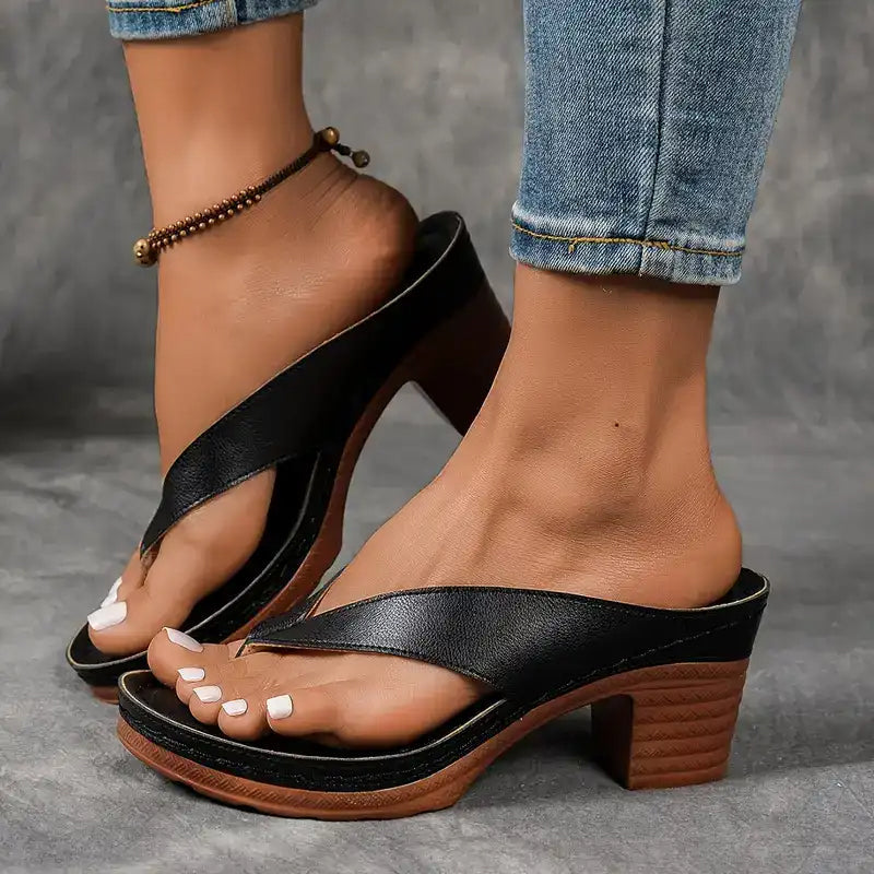 Olivia Vuono™ Női flip flop vastag sarokkal