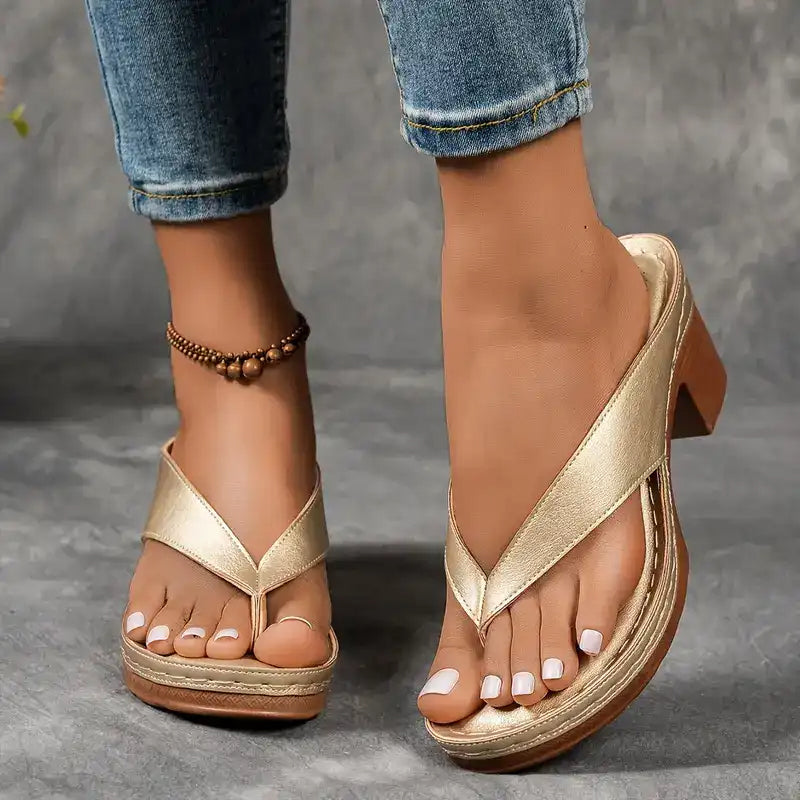 Olivia Vuono™ Női flip flop vastag sarokkal