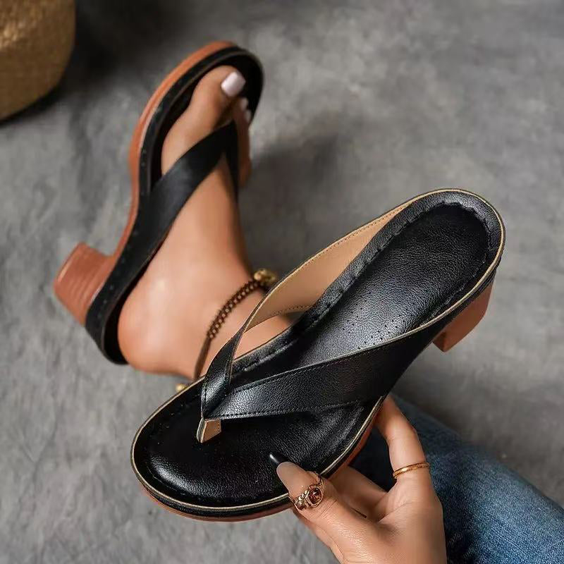 Olivia Vuono™ Női flip flop vastag sarokkal