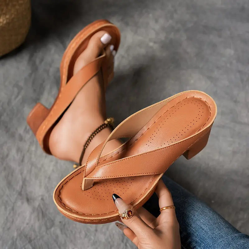 Olivia Vuono™ Női flip flop vastag sarokkal