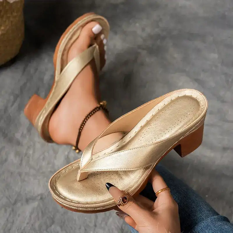 Olivia Vuono™ Női flip flop vastag sarokkal