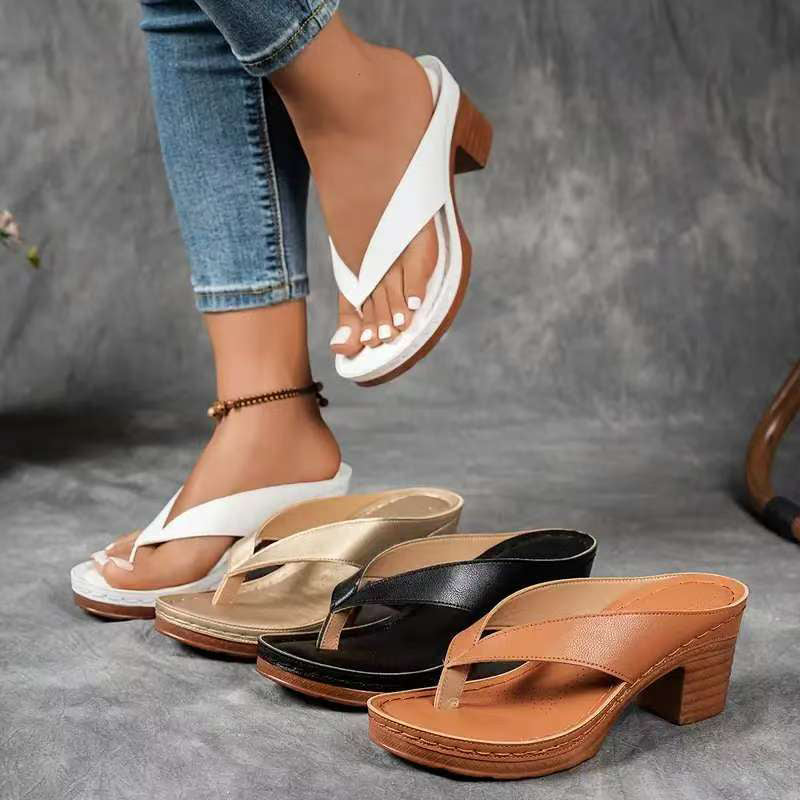 Olivia Vuono™ Női flip flop vastag sarokkal
