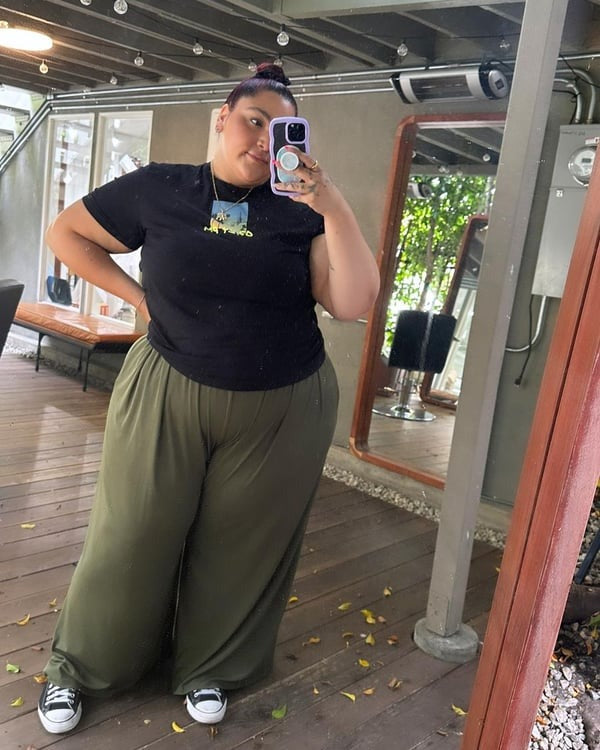 Ornella Bini™ Magas elasztikus nadrág széles szárral