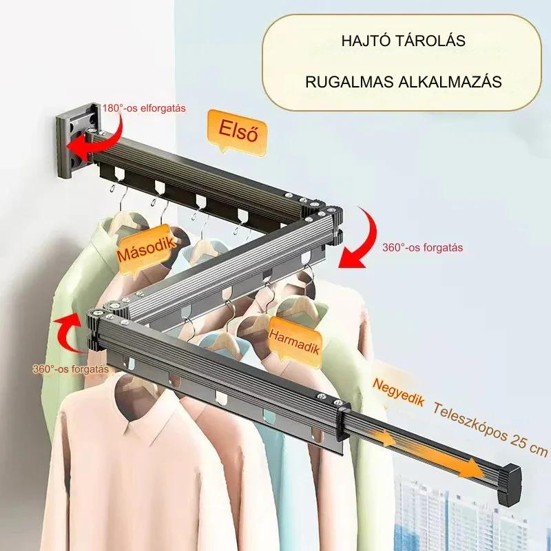 RetractRack™️ Kihúzható tapadókorongos fali fogas ruhákhoz