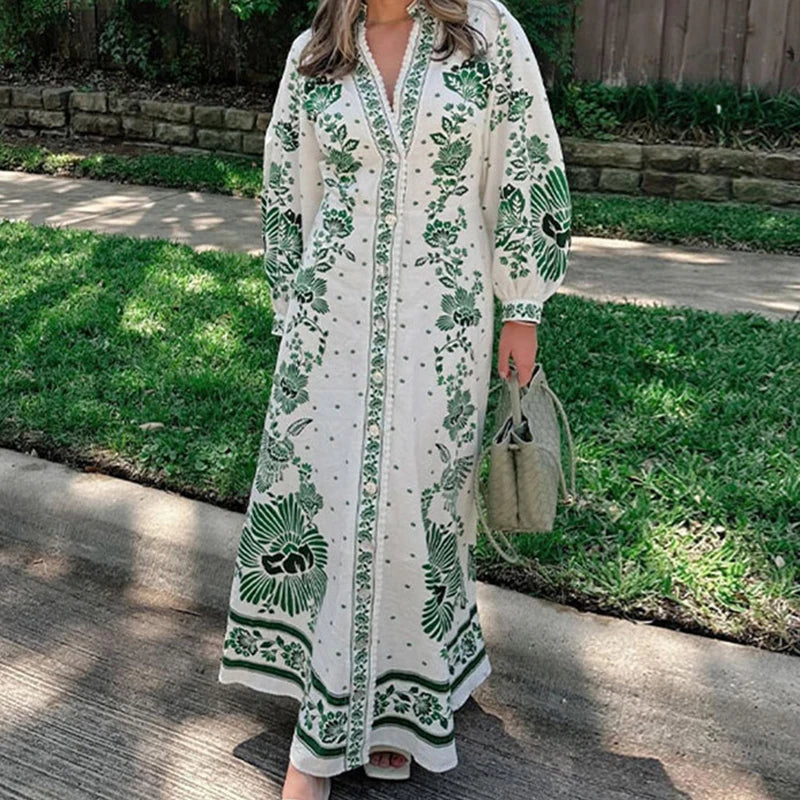 Flora Recine™ Női boho V-nyakú ruha