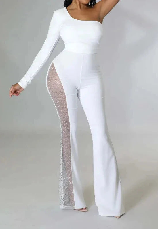 Viola Argo™️ Jumpsuit strasszkövekkel az egyik lábon