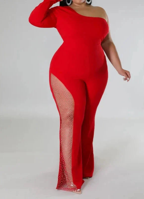 Viola Argo™️ Jumpsuit strasszkövekkel az egyik lábon