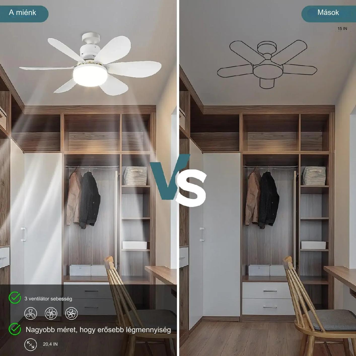 ZephyrAir™ Hordozható mennyezeti ventilátor és világítás 2 az 1-ben