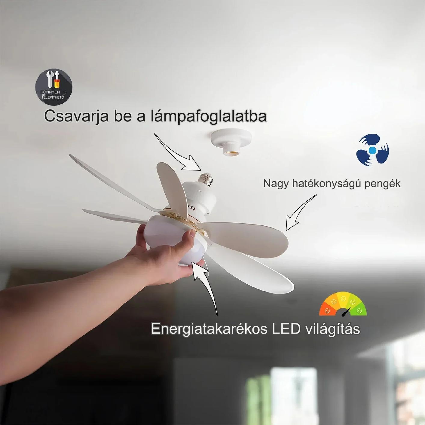 ZephyrAir™ Hordozható mennyezeti ventilátor és világítás 2 az 1-ben