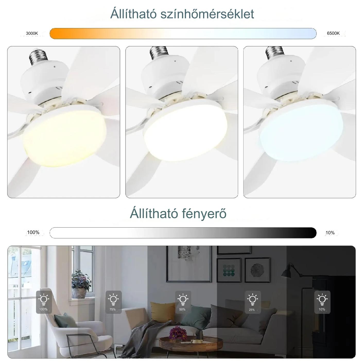 ZephyrAir™ Hordozható mennyezeti ventilátor és világítás 2 az 1-ben
