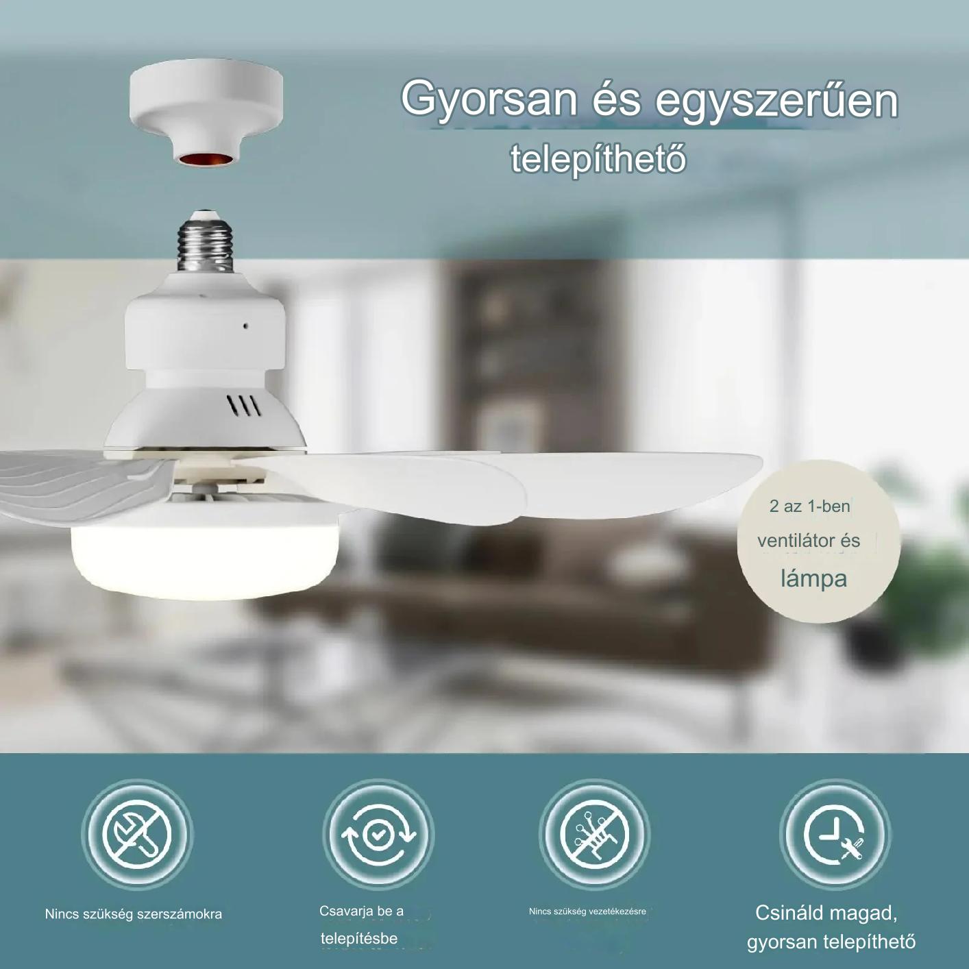 ZephyrAir™ Hordozható mennyezeti ventilátor és világítás 2 az 1-ben