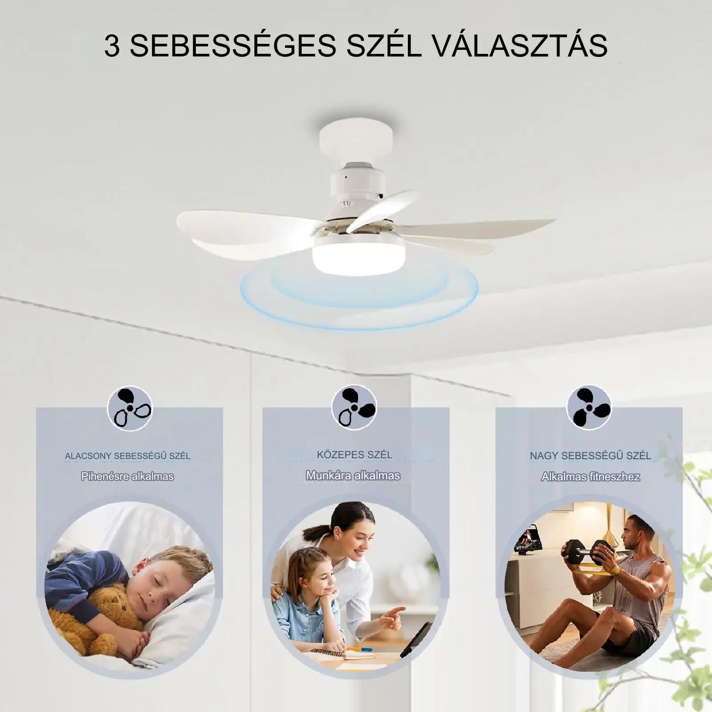 ZephyrAir™ Hordozható mennyezeti ventilátor és világítás 2 az 1-ben