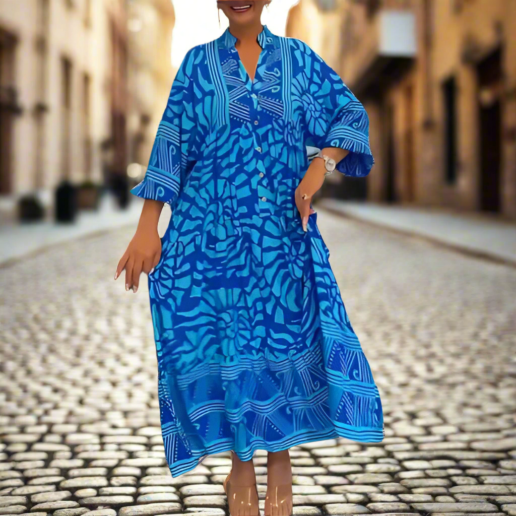 Caterina Tarro™ Női V-nyakú, bő nyomott ruha