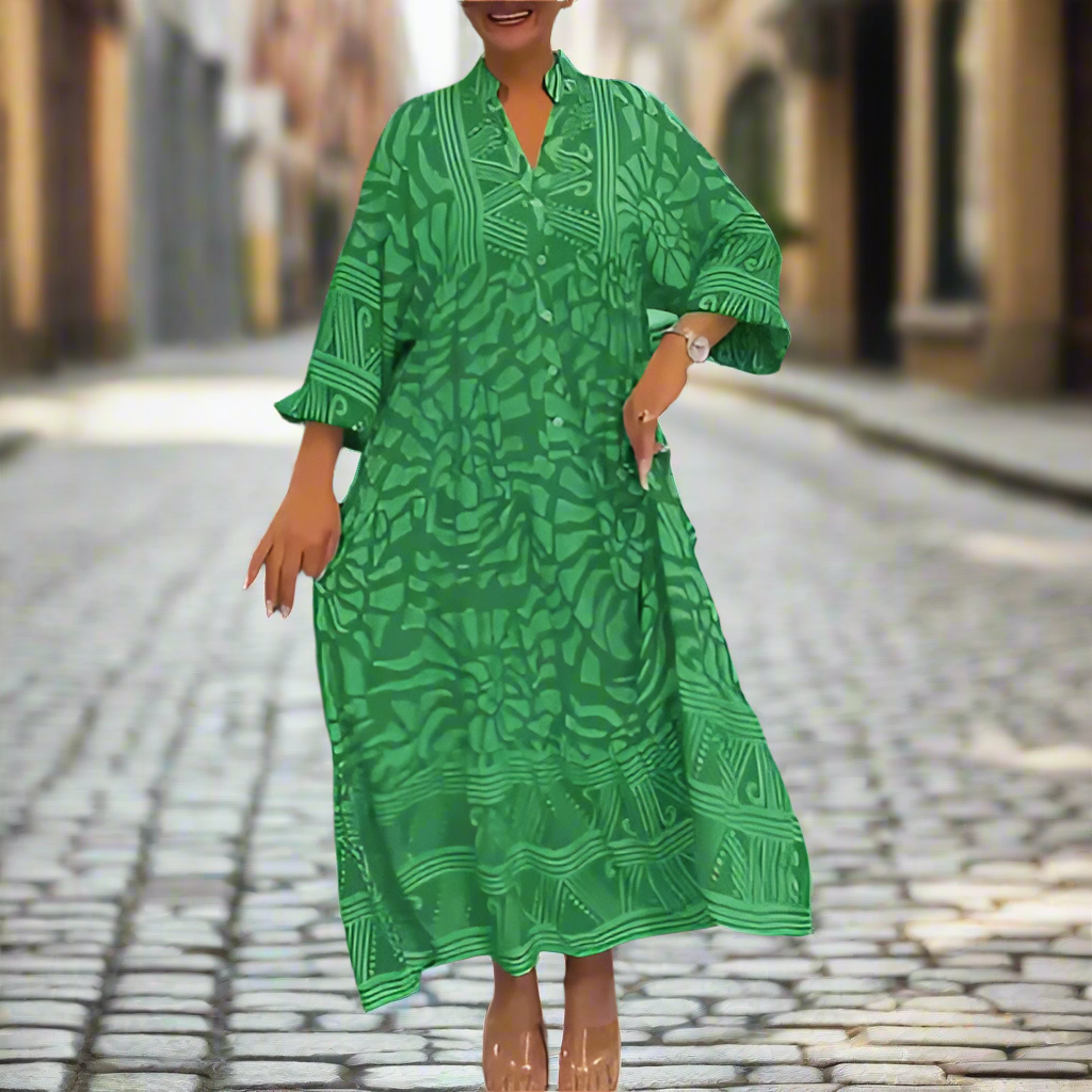 Caterina Tarro™ Női V-nyakú, bő nyomott ruha