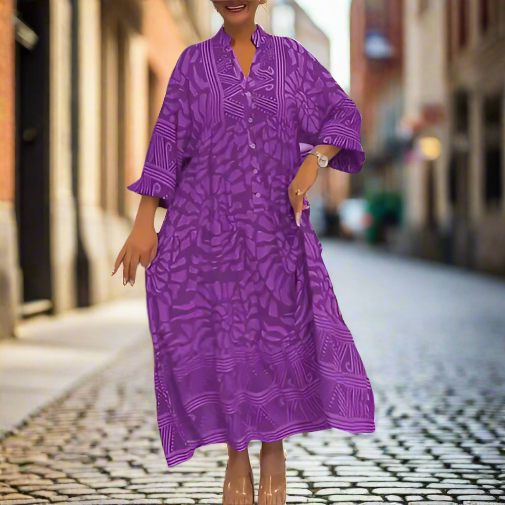 Caterina Tarro™ Női V-nyakú, bő nyomott ruha