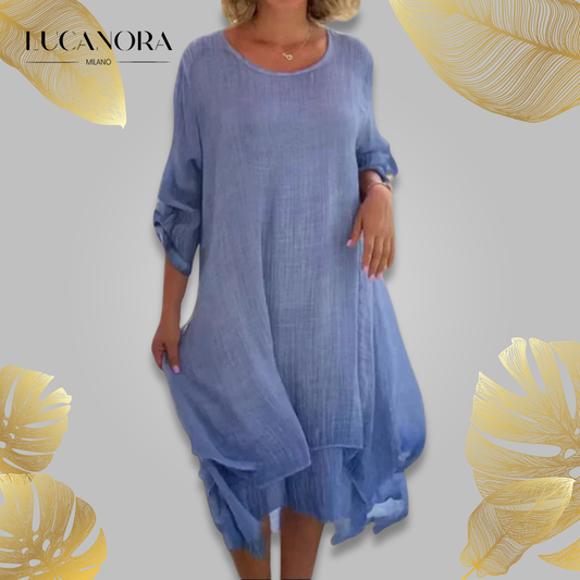 Lisa Vincenzo™ Elegáns ruha kerek nyakkivágással, laza szabással