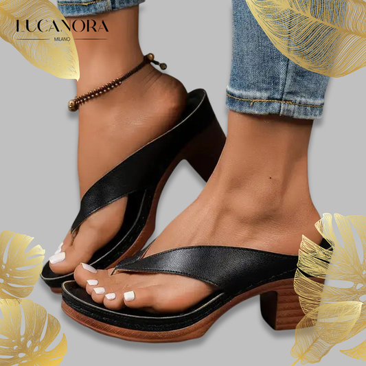 Olivia Vuono™ Női flip flop vastag sarokkal